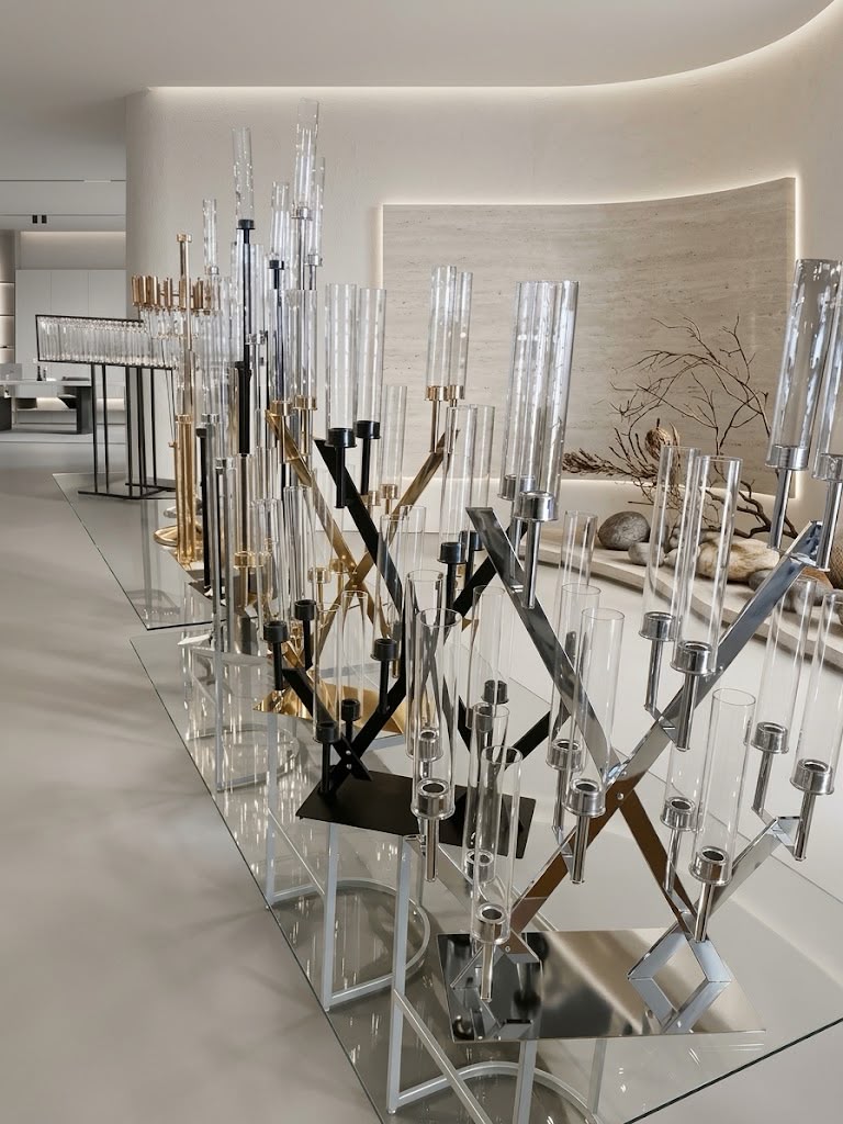 Architectural Multi-Arm Glass & Metallic Candelabra Collection