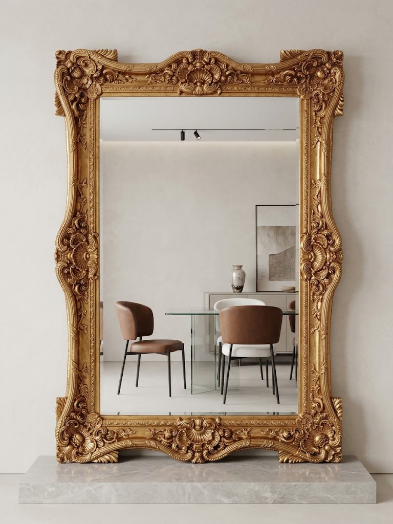 Imperial Gold Carved Baroque Full-Length Mirror