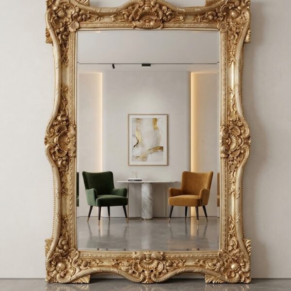 Champagne Gold Rococo Oversized Floor Mirror