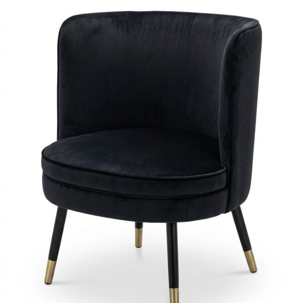 Noir Velvet Barrel Lounge Chair