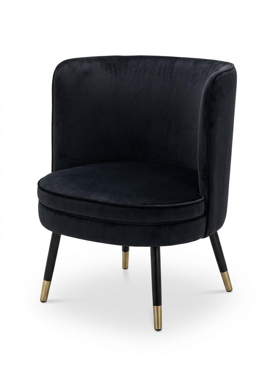 Noir Velvet Barrel Lounge Chair