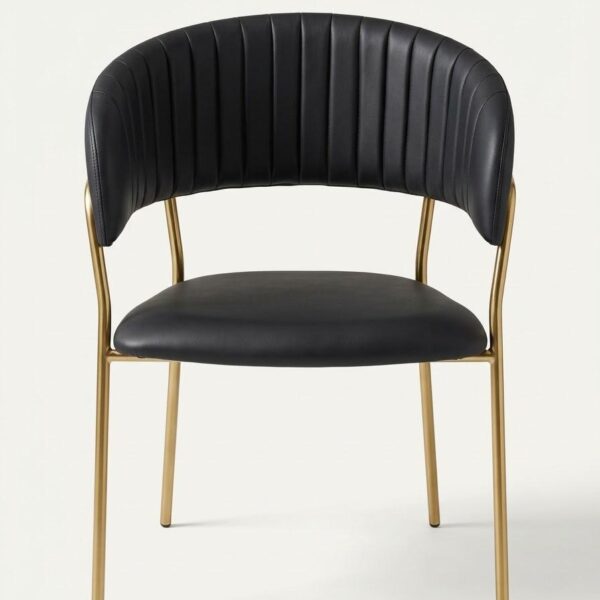 Channel-Tufted Black & Gold Dining Chair
