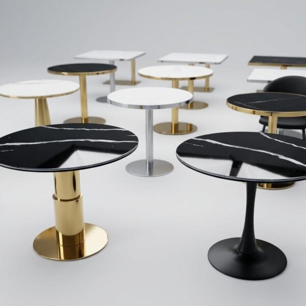 Marble-Look & Metallic Pedestal Bistro Table Collection