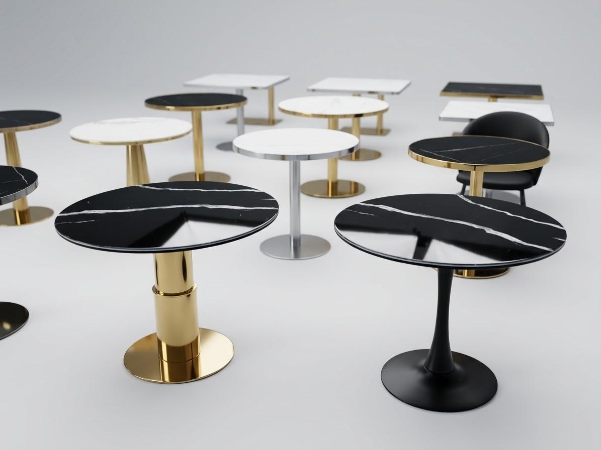 Marble-Look & Metallic Pedestal Bistro Table Collection