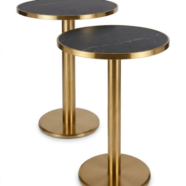 Matte Black Marble & Brushed Gold Bistro Table